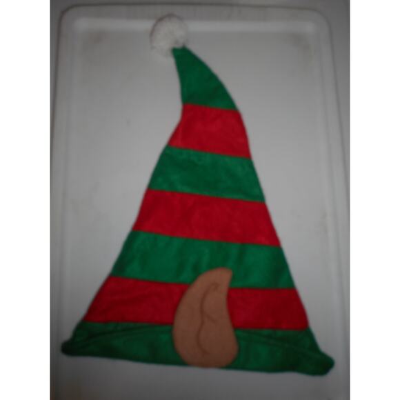 Christmas Elf Hat with Red and Green Stripes and Ears 18" tall by Merry Brite - Picture 2 of 2